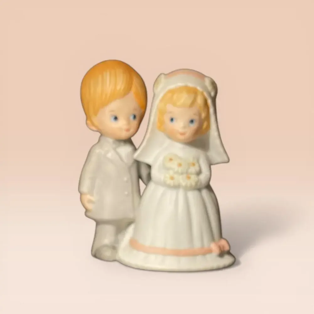 Vtg. 80s Bride and Groom The Christopher Collection Wedding Cake Topper Classic